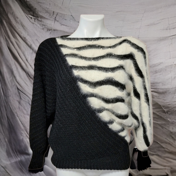 Vintage Sweaters - VTG Nannel Wool/Angora Blend Beaded Abstract Sweater